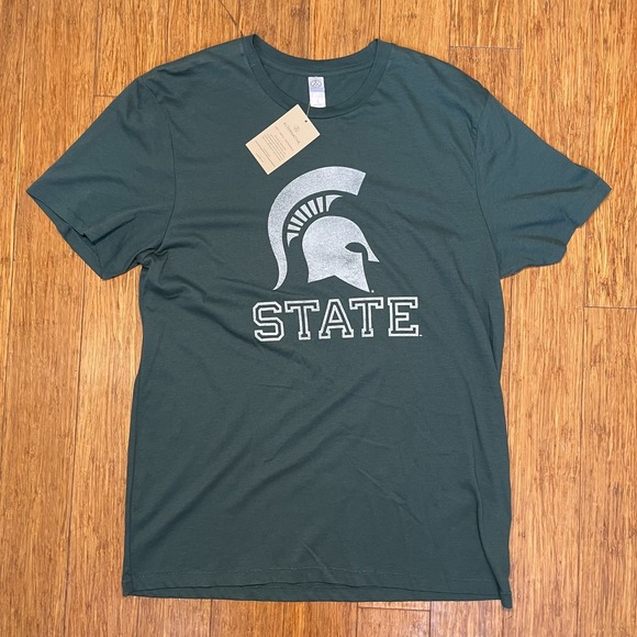 Michigan State University Spartans T Shirt Mens Lg Green College Gear Sports NWT - Picture 1 of 6
